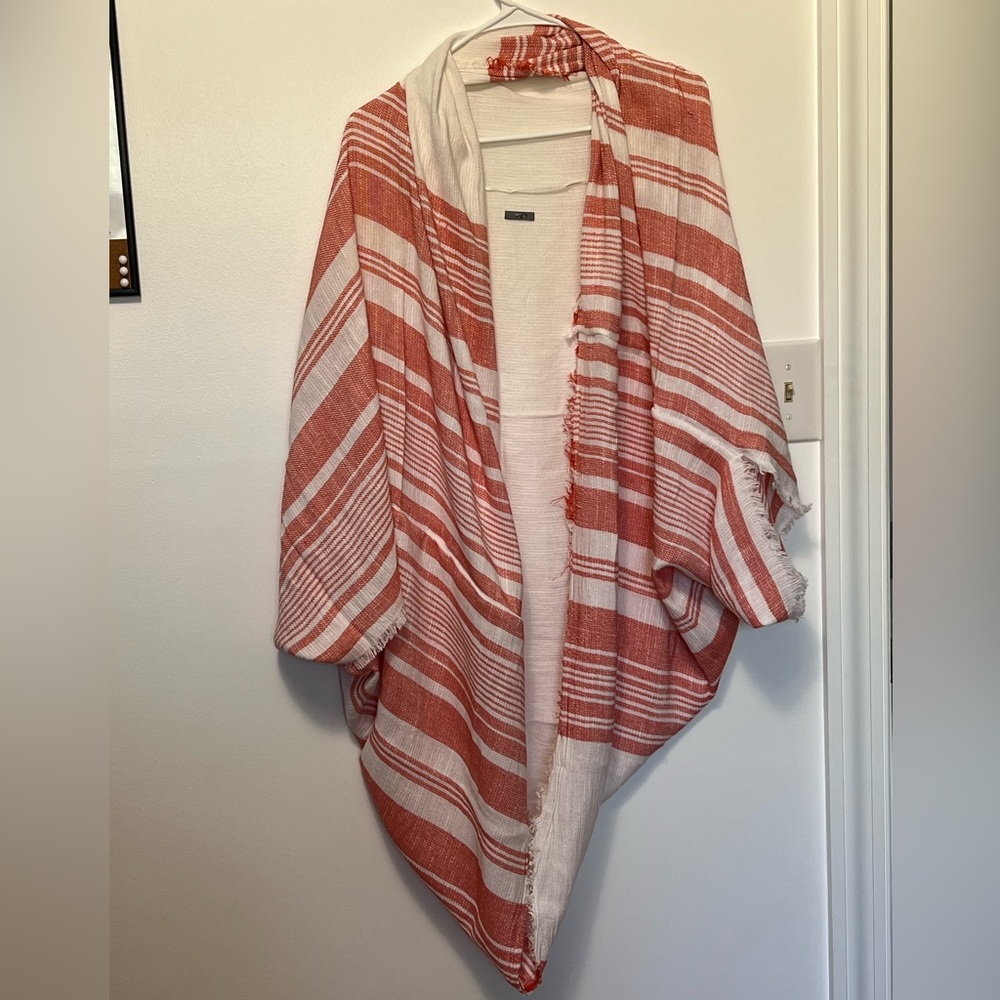 Coral and white aerie shawl